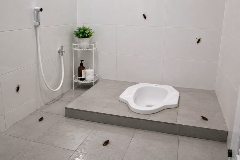 Kamar mandi bersih tapi ada kecoa